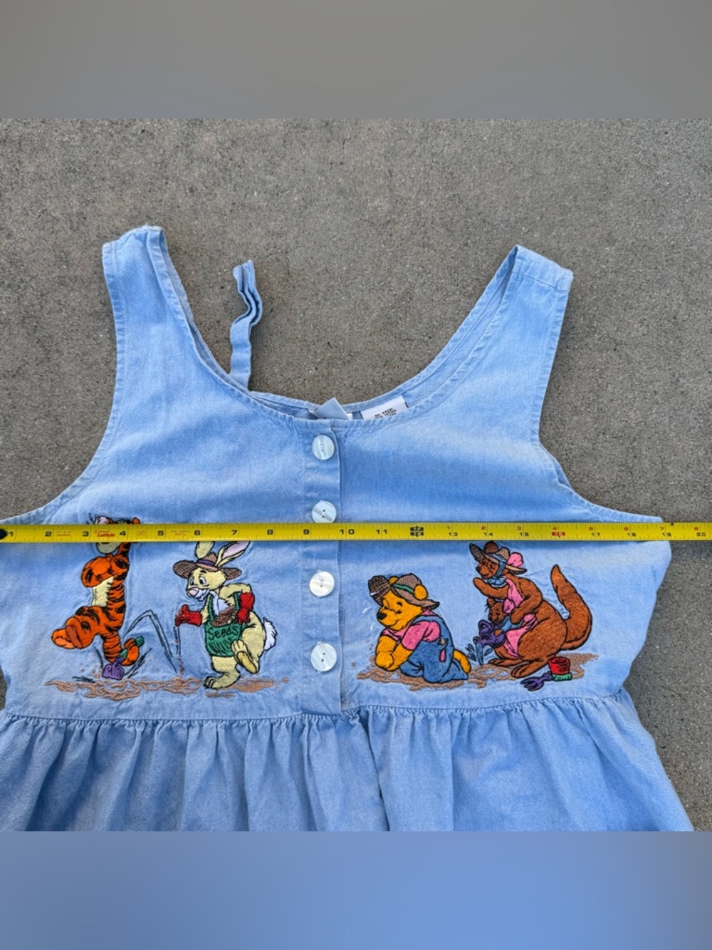 Vintage Winnie the Pooh dress the Disney store dress patch pockets summer S/M - Picture 4 of 5